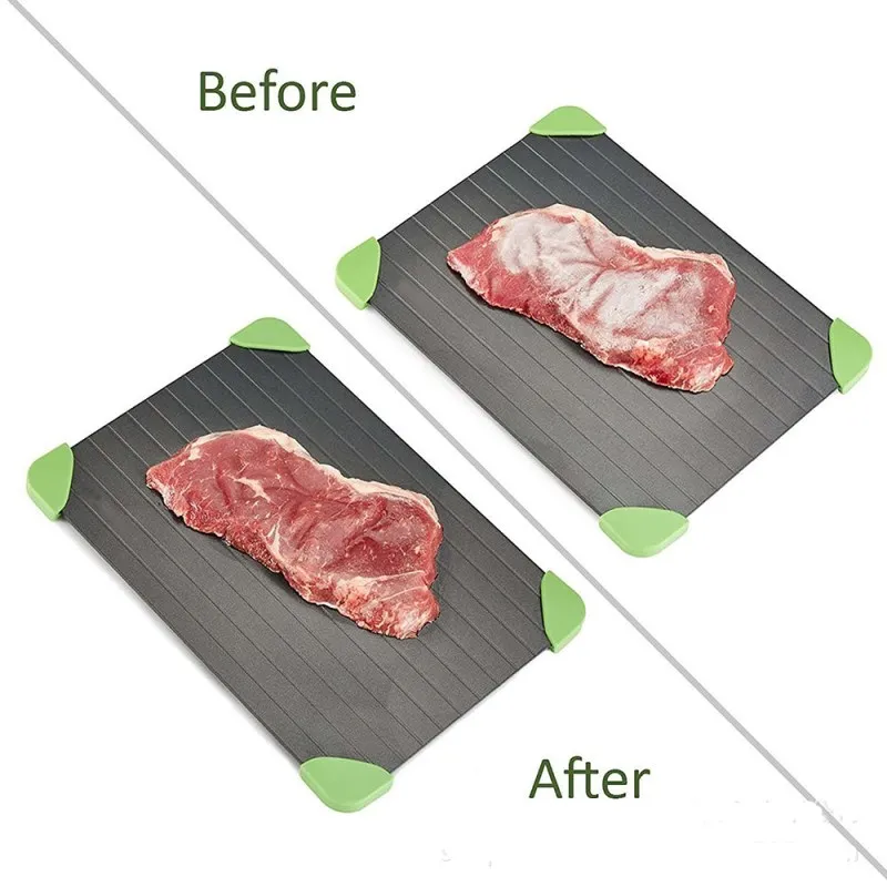 Hot Sale Fast Defrosting Tray Magic Metal Plate Aluminum Alloy Metal Plate Safe Fast Thawing Frozen Meat Defrost Kitchen Tools
