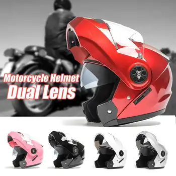 

Flip Up Racing Helmet Modular Double Dual Lens Motorcycle Helmet Full Face Safe Helmets for Adult Outdoor Riding