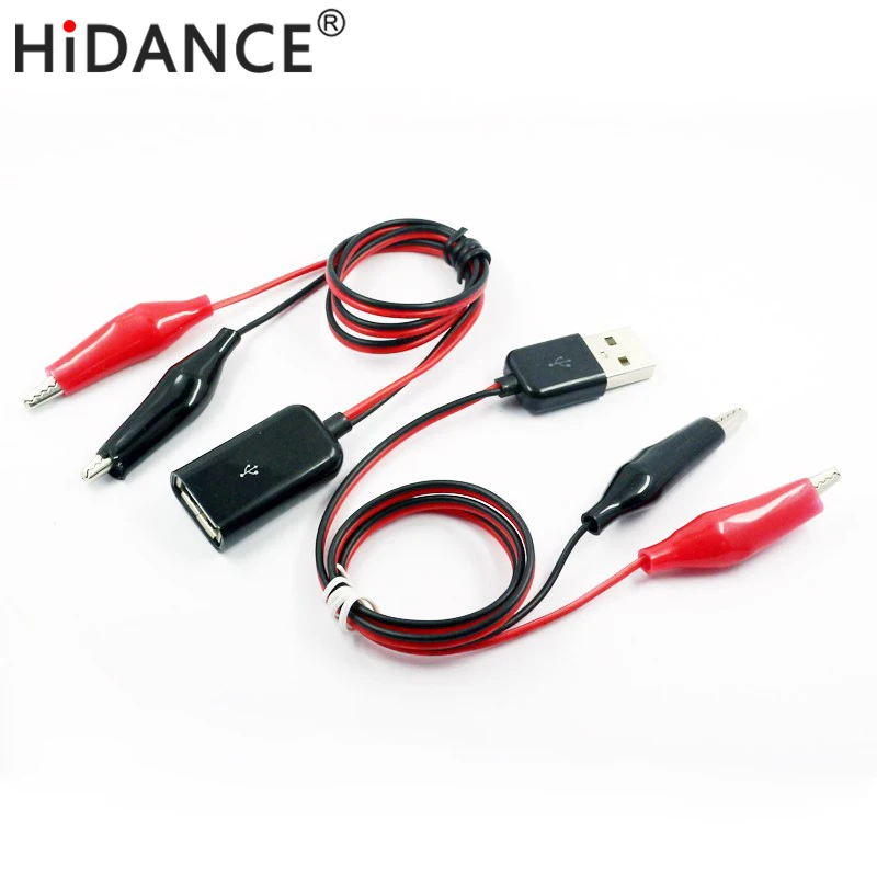 

USB Male Alligator clip wire test leads to USB Female Adapter Cable 92cm Extension cord tester