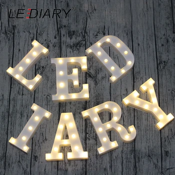 

LEDIARY Novelty Letter LED Night Light White 26 Alphabet Decoration Atmosphere Lamp For Birthday Wedding Party AA Battery Rohs