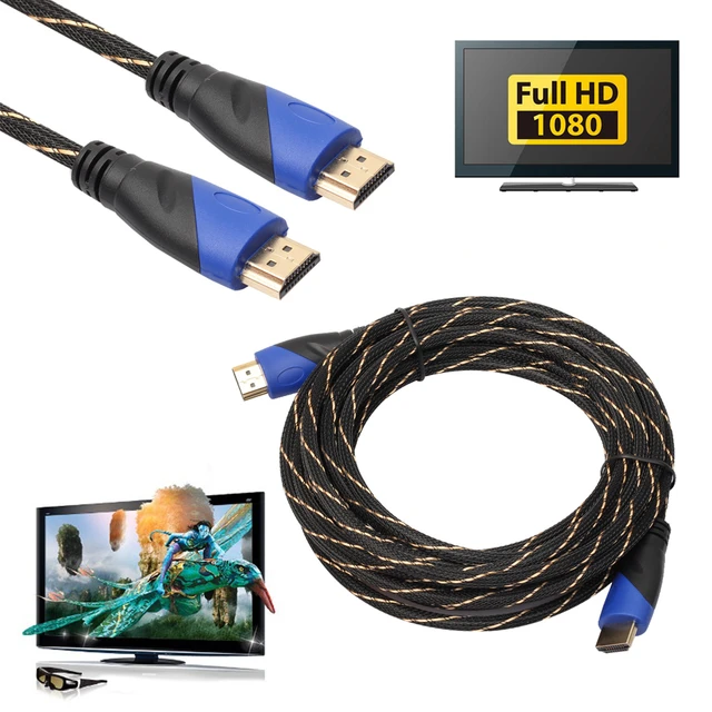 Cable trenzado compatible con HDMI V1.4 AV HD 3D para PS3, Xbox, HDTV,  medidores 0,5 P con cabezal de enchufe chapado en oro antideslizante,  1/1/1080. 8/3M - AliExpress