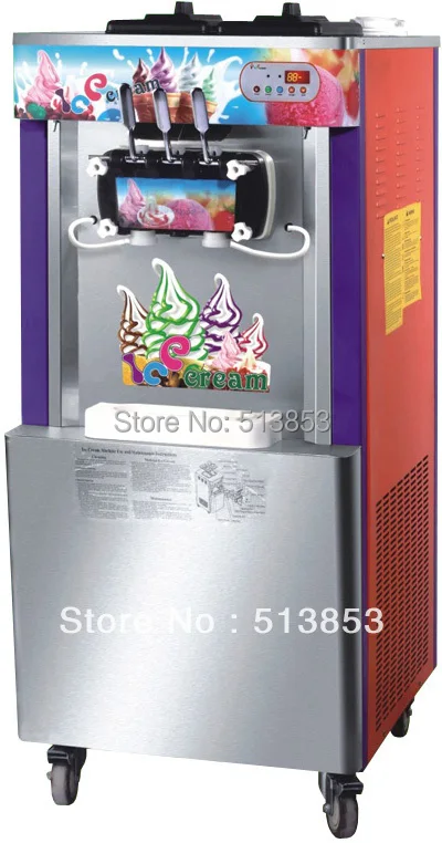 3 Heads, Ice cream output 32~35 liters/hour, Floor Standing Ice Cream Machine / Sundae Maker / Ice Cream Making Machine