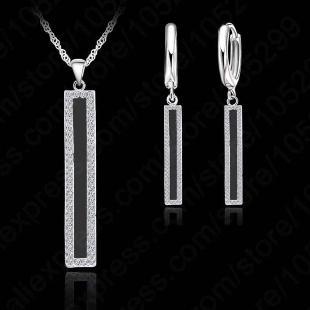 

Jemmin Explosions Jewelry Set S90 Lady Party Rectangular Surface Small Crystal Inlay Earrings Pendant Necklace