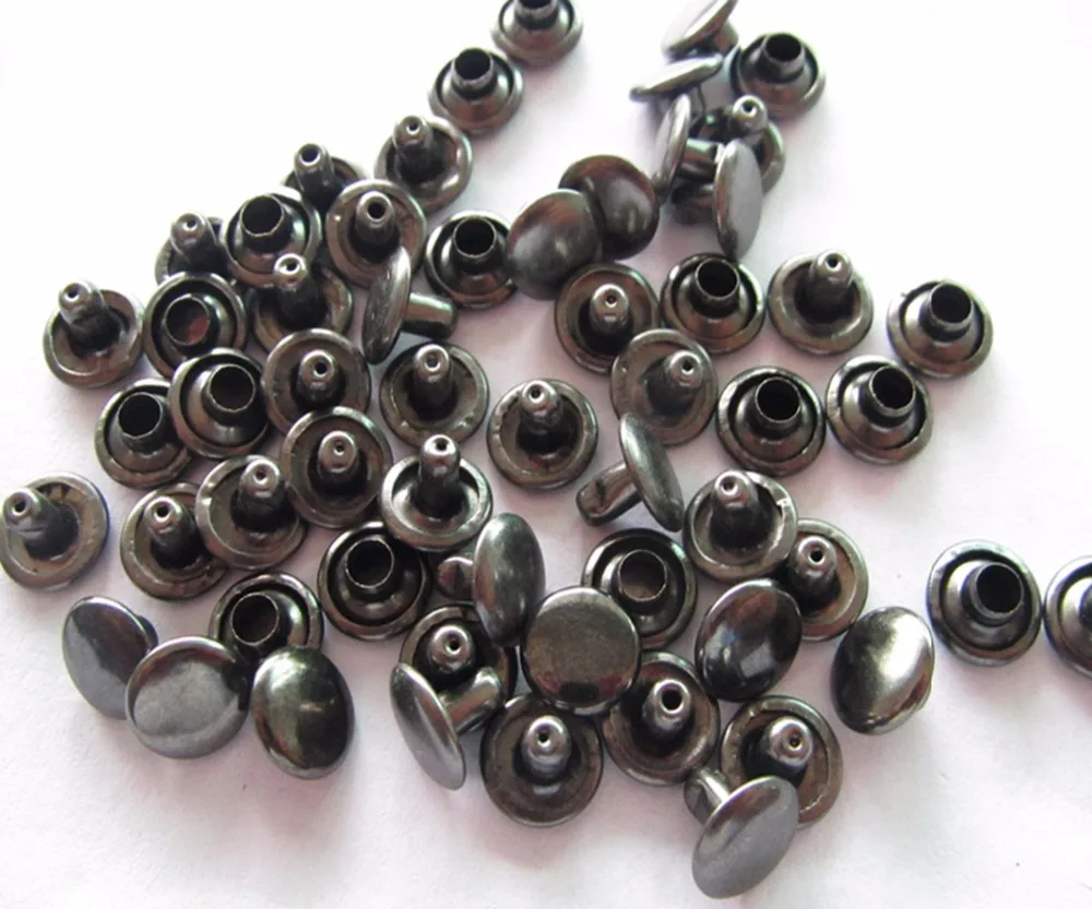 Free shipping 8mm brass rivet jeans plating black nickel double surface