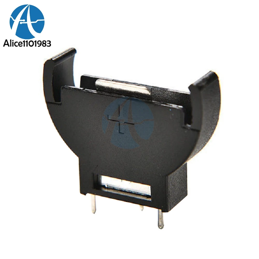 

10PCS Black Plastic CR2032 2032 3V Half-Round Cell Coin Battery Socket Holder Case Module Battery Boxes Vertical Inline 3 Pins