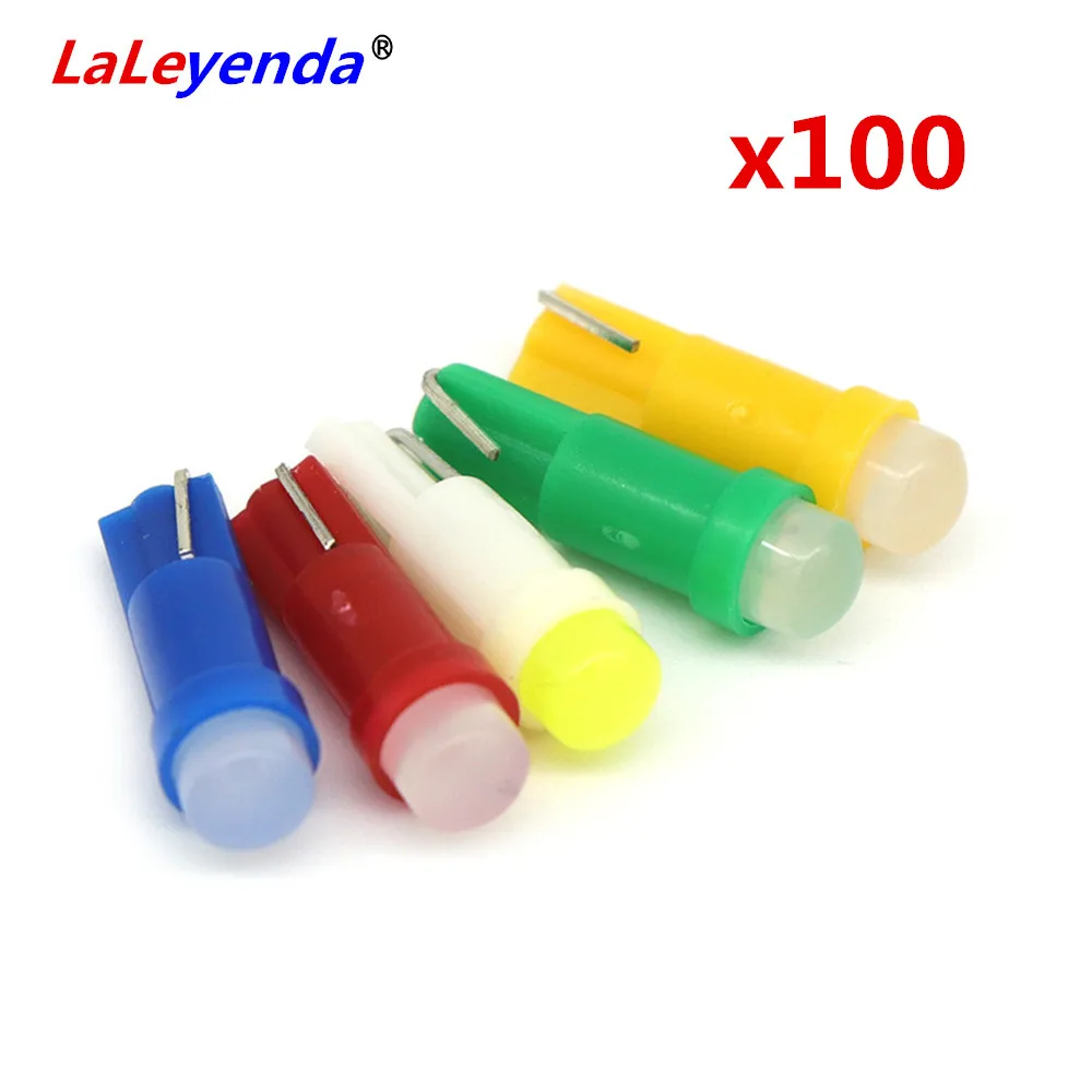 

LaLeyenda 100Pcs T5 12V W3W W1.2W COB Wedge Plate Cluster Gauge LED Dashboard Warming Bulbs Mixed Colors instrument panel light