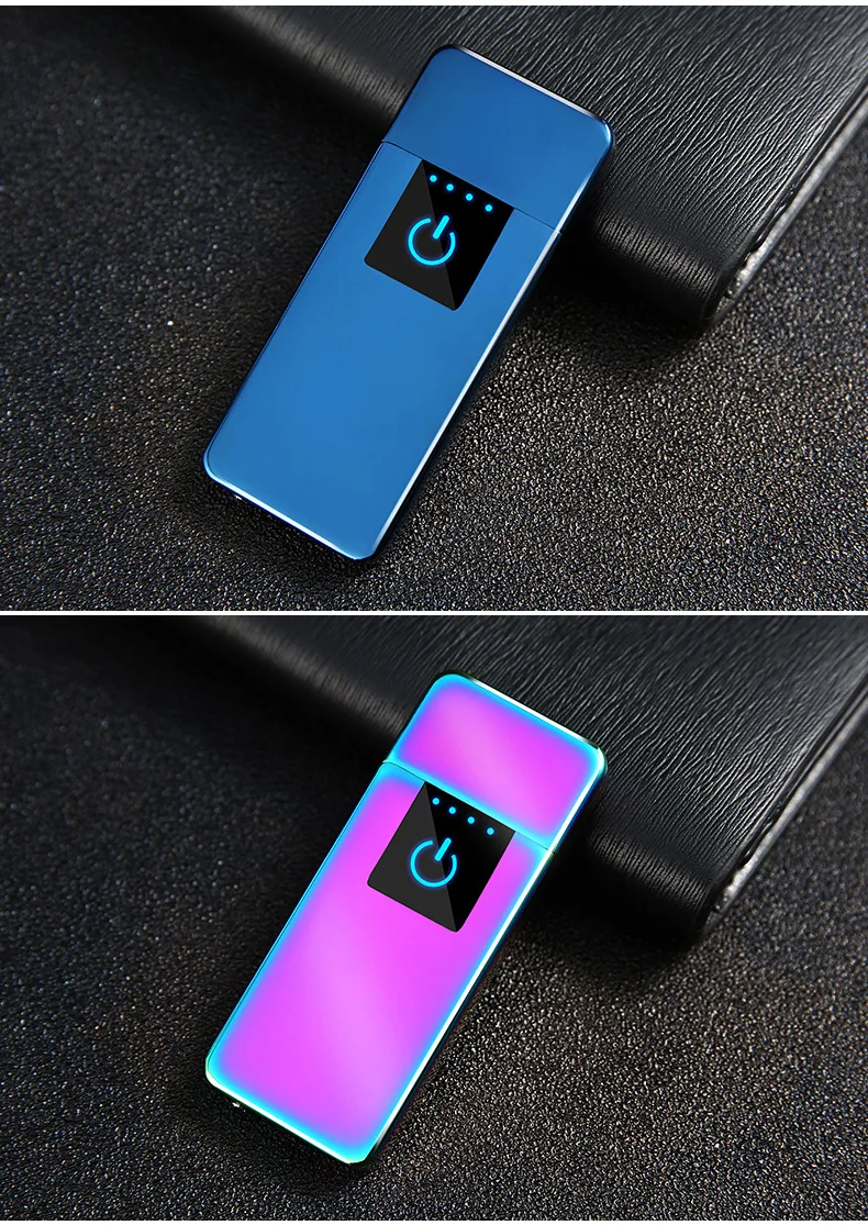 Ультра тонкий USB прикуриватель перезаряжаемый ветрозащитный негорящий электронный зажигалка сенсорная Индукционная двухсторонняя плазменная зажигалка