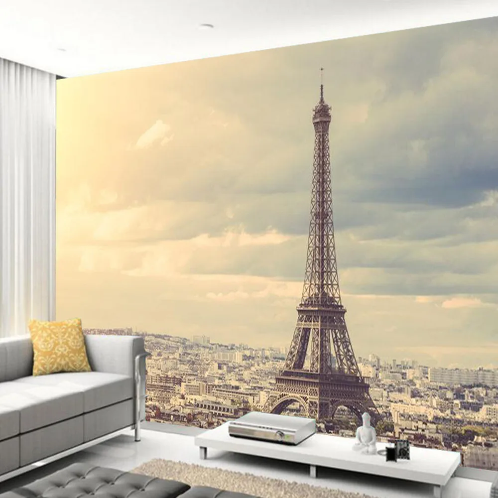 Papelデ パレーエッフェル塔太陽の下でシティビル3d壁紙壁画 リビングルームのテレビの壁寝室の壁の論文の家の装飾 壁紙 Aliexpress