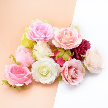 

10pcs Silk roses flower wall scrapbooking christmas decorations for home wedding fake plants diy gifts box artificial flowers