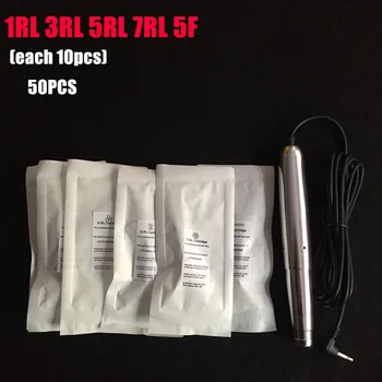 

1RL 3RL 5RL 7RL 5F Permanent Makeup Machine needles Tattoo Eyebrow lips Needles 50pcs For Nouveau Permanent makeup Machine