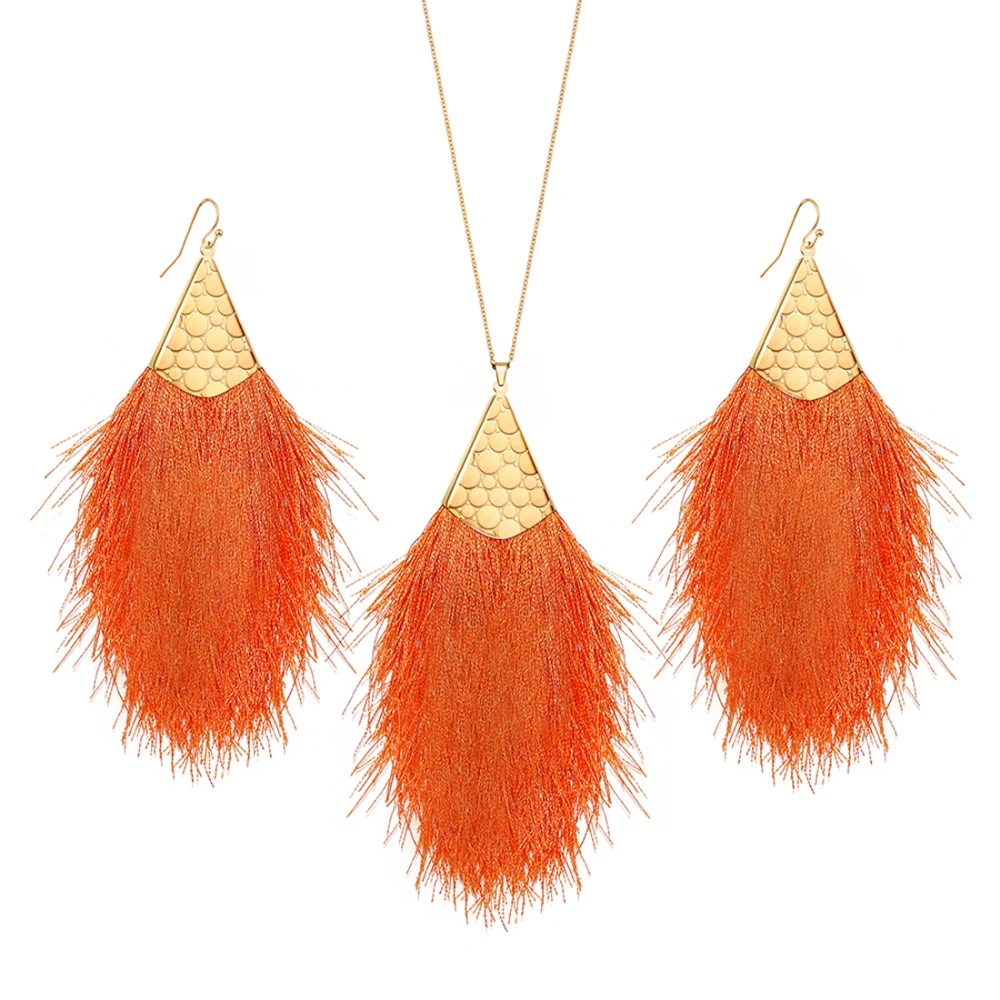 Leather Tassel Necklace and Earring Set Fashion African Jewelry Sets for Women