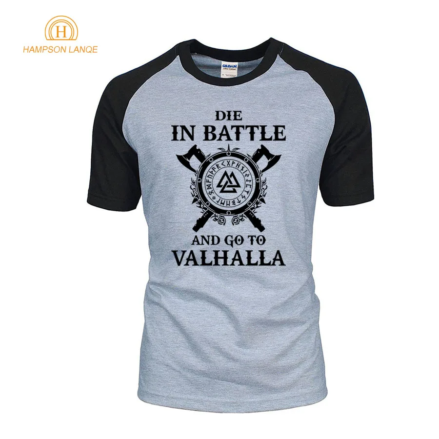 Die In Battle And Go To Valhalla tv Show Viking, мужские футболки, хит лета, реглан викингов, футболка, хлопок, Camisetas Hombre