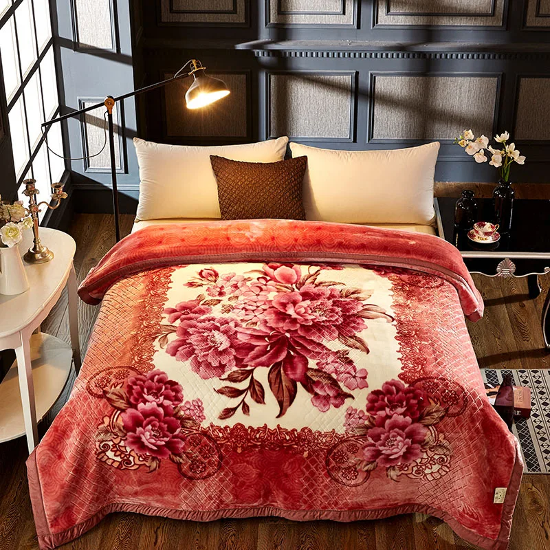 Супер мягкие пушистые теплые Весенние/зимние одеяла с цветочным принтом, норковые пледы 200*230 см 9,9 фунтов, плотные одеяла для дивана и кровати