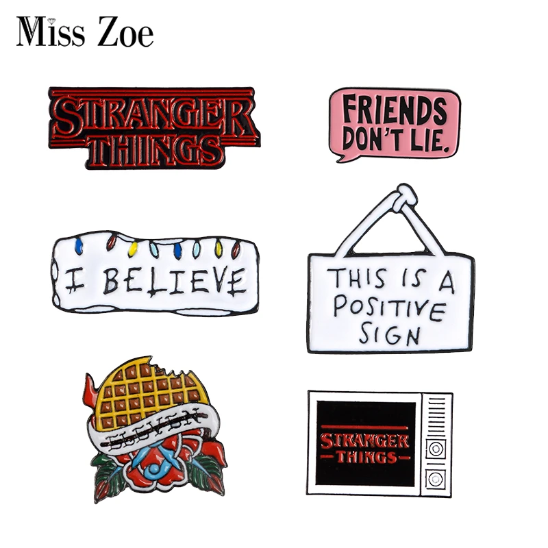 STRANGER THINGS Enamel Pins TV Series Eleven Brooch Friends dont lie Badge Denim Shirt Lapel Pin Gothic Jewelry Gift for Fans STRANGER THINGS Enamel Pins TV Series Eleven Brooch Friends dont lie Badge Denim Shirt Lapel Pin Gothic Jewelry Gift for Fans