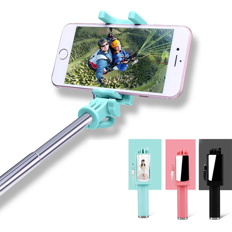 Универсальная селфи Палка с зеркалом заднего вида для Android монопод Проводная