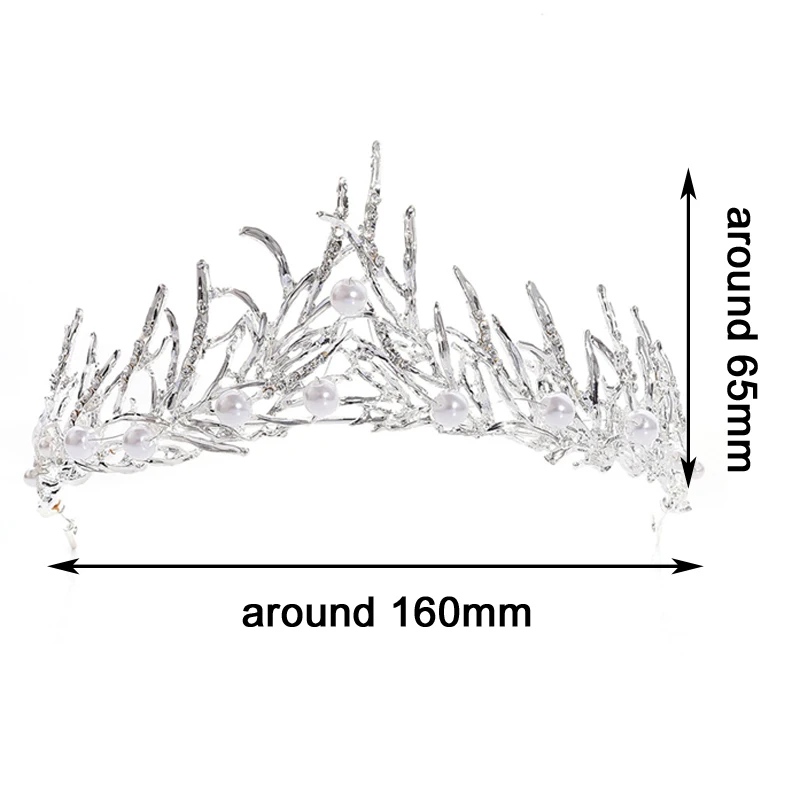 Новая мода Панк барокко Серебряный Кристалл Свадебная ветка корона лист диадема жемчужные тиары для женщин Свадебная прическа невесты Аксессуары