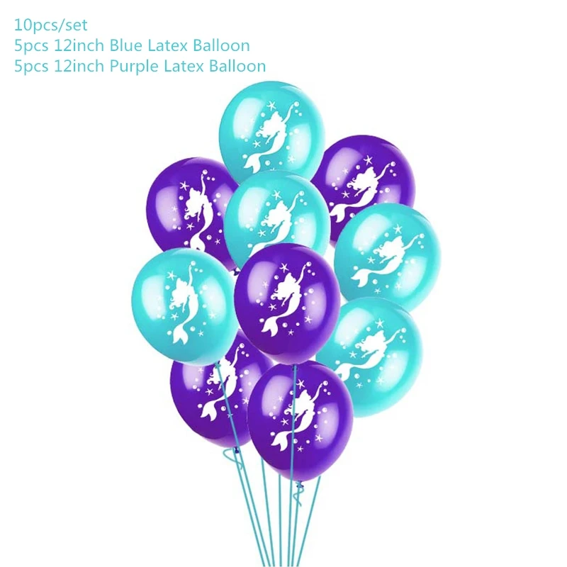 Русалочка, принадлежности для тематической вечеринки, с днем рождения, плакат с русалкой, синий, Русалочка, воздушный шар, для свадебной вечеринки, декор для детского душа - Цвет: s16
