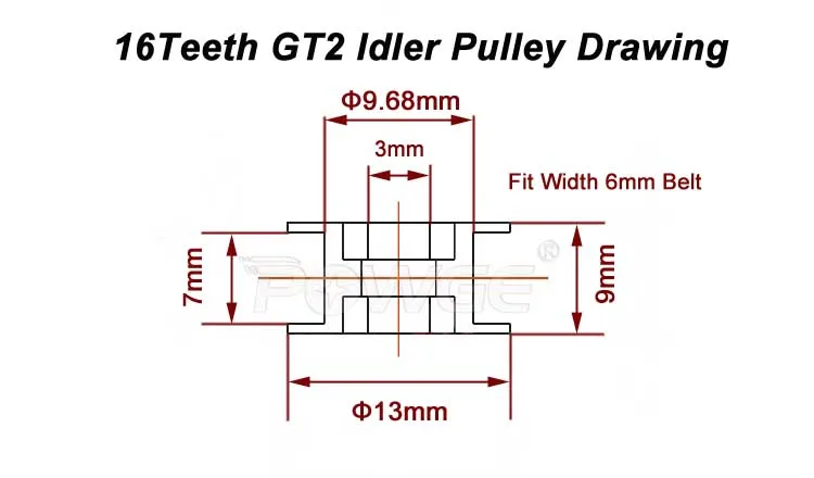 POWGE 16 зубьев 2GT отверстие натяжного шкива 3 мм 16 зубьев пассивный шкив 16 т 20 Geer GT2 холостого хода шкив для ширины 6 мм GT2 Ремень