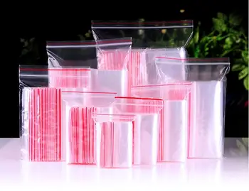 

100pcs/pack Jewelry Ziplock Zip Zipped Lock Reclosable Plastic Poly Clear Bags Thickness 5 wire