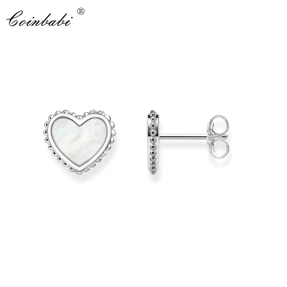 Stud Earring Heart Shell Romantic Gift For Women High Quality Europe Style 925 Sterling Silver Stone Fashion Love Jewelry | Украшения и