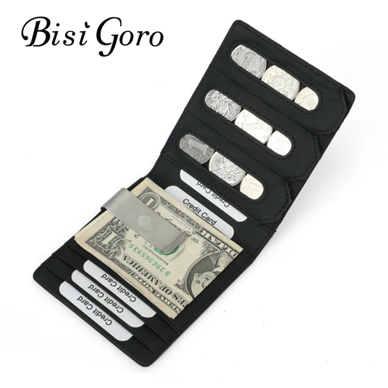 

Bisi Goro 2019 Men Card Holder Real Leather Business Unisex Wallet Wholesale Credit Card Case Anti-magnetic Thin Card Wallet