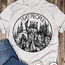 Camping I Eat People, футболка, Забавный медведь, Спортивная, пепельная, хлопок, Мужская футболка, размер, мультяшная футболка, мужская, унисекс, новая, модная футболка