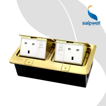 

Luxury Golden Cu Floor Socket / 2 Gang British Socket & 1 Telephone Interface & 1 Network Interface 13A 220V (SPD-3F/CC2-5)