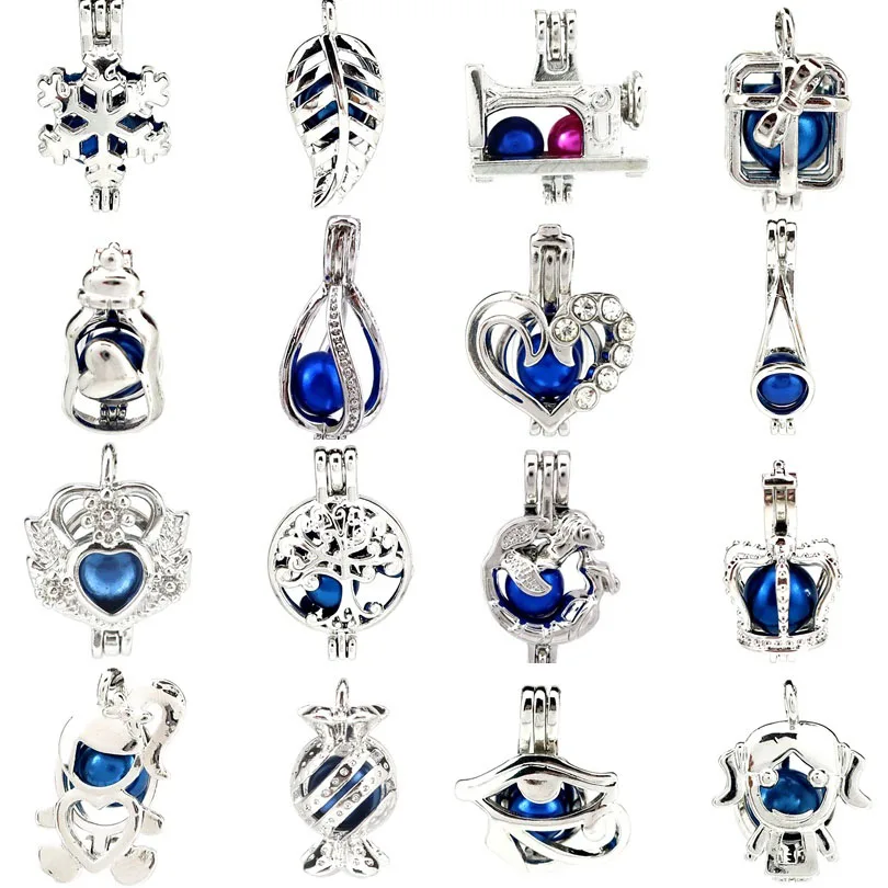 

More 60 Styles Pearl Cage Jewelry Findings Cage Locket Essential Oil Diffuser Locket Charms For Oyster Pendant Necklace 1pc