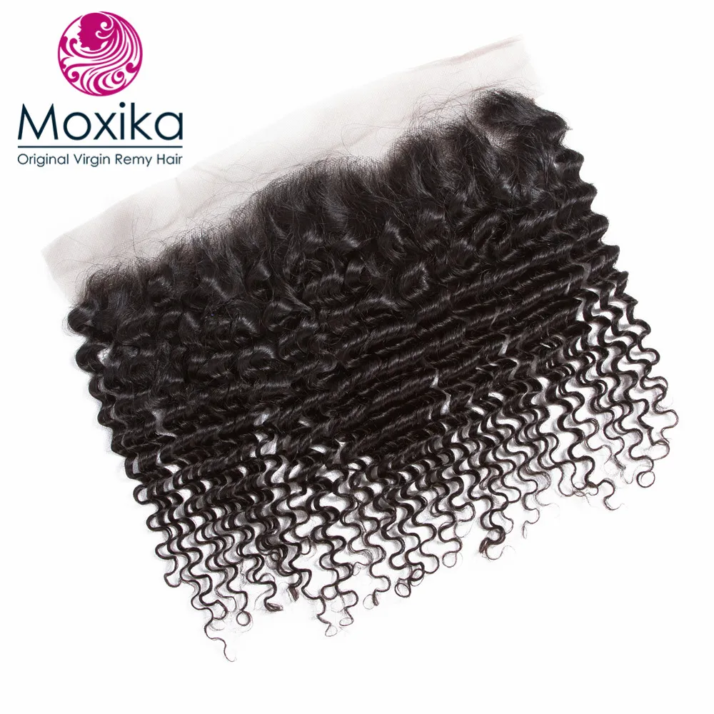 Moxika 13x4 Lace Frontal Closure Brazilian Deep Wave With Lace Closure Ear To Ear Remy Pre Plucked With Baby Hair HairLine