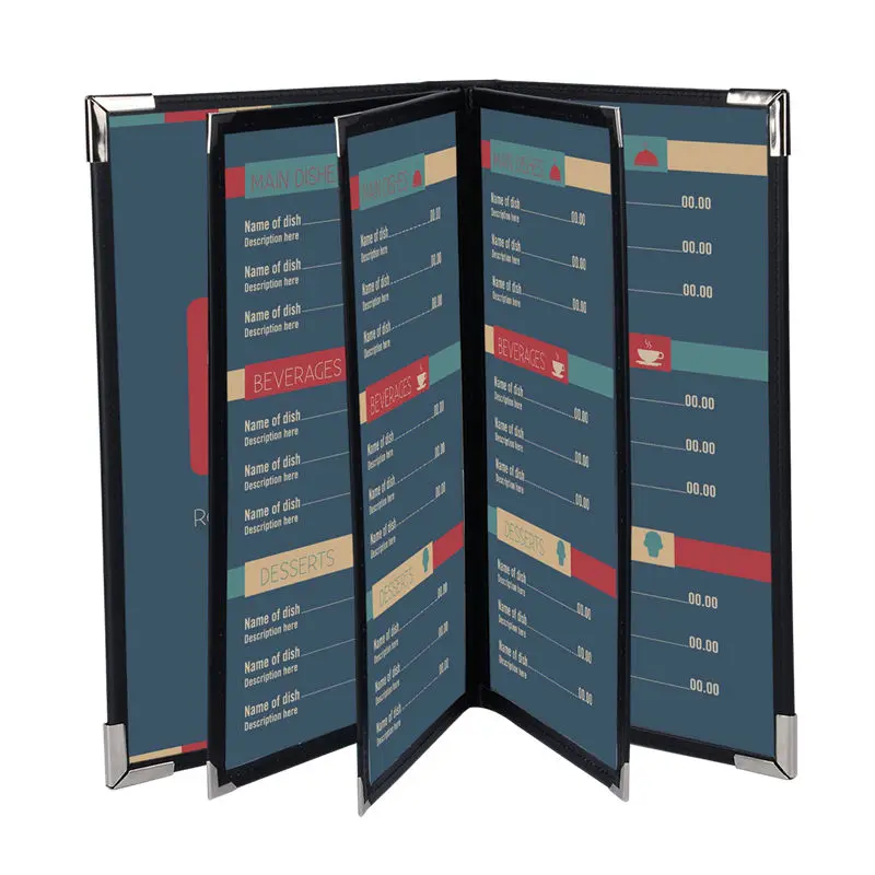 100pcs Wholesale Retail Restaurant Menu Covers Customized 3 Pages Menu