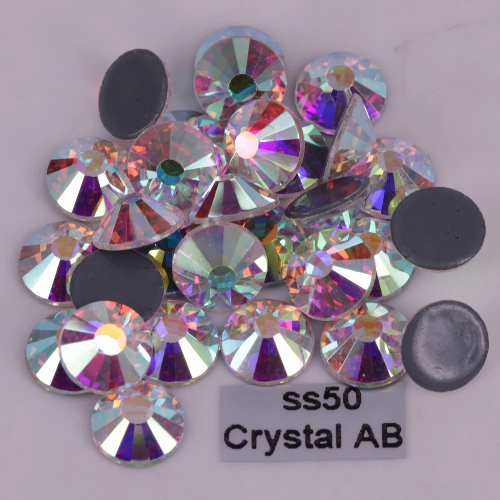 

144pcs/Lot, Hotfix Rhinestones ss50 (9.9-10.1mm) High Quality DMC Crystal AB Iron-on Stones
