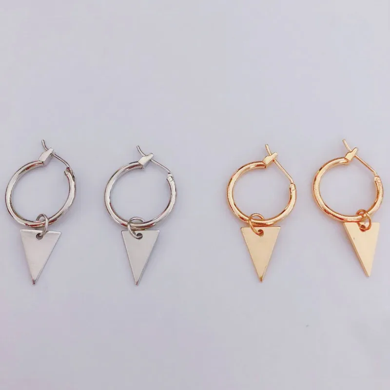 

Small Hoop Earrings Charm Earrings Triangle Pendant Gold Silver Oorringen Zilveren Oorbellen Goud Creolen Dames Kleine Oorringen