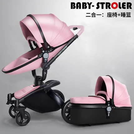 Pink 2 in 1 Aulon Роскошная коляска «Три в одном» модные коляски Коляска Европейского фасона комплект полулежа коляска - Цвет: Pink 2 in 1