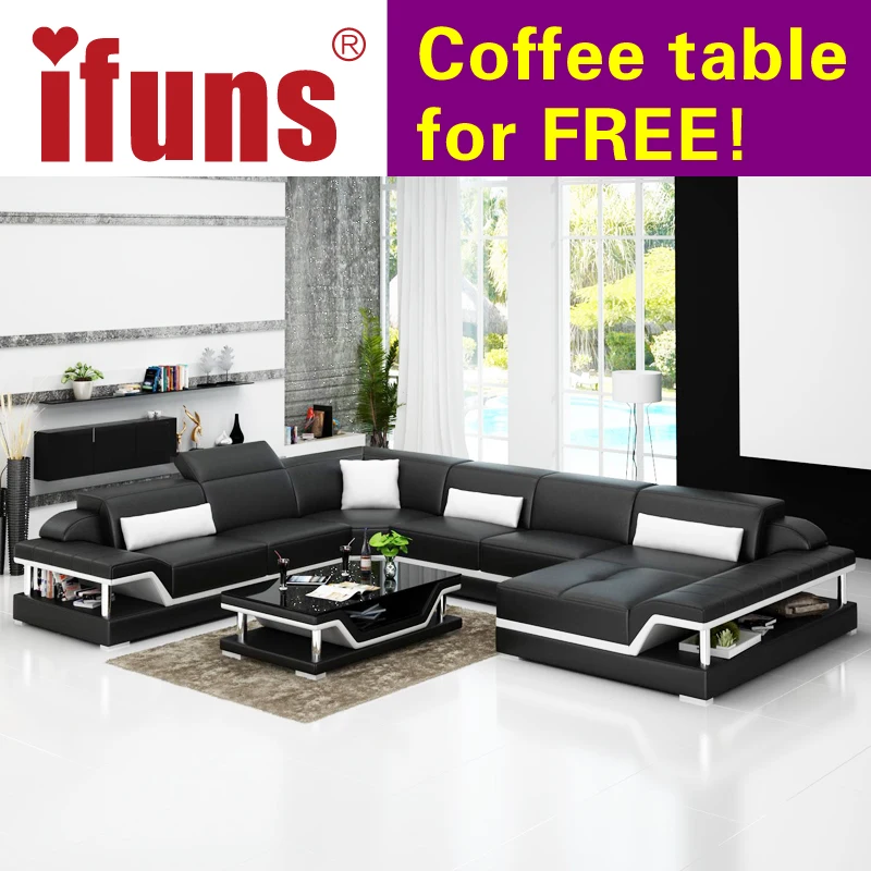 Ifuns Modern Design U Shaped High Quality Leather Sofa Set