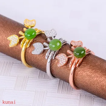 

KJJEAXCMY fine jewelry 925 pure silver inlaid with natural jasper ring jewelry.