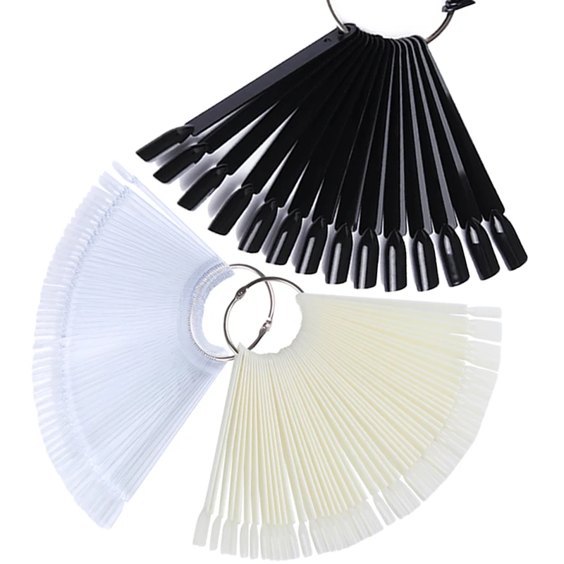

1 Set False Nail Tips Nature Clear Black Fan Full Finger Color Card Nail Art Display Practice Acrylic UV Gel Polish Tool