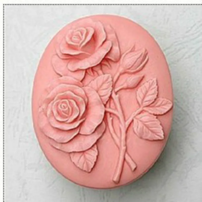 

Oval Round Soap Making Silicone Mold Flower Pattern Handmade Craft Bath Soap Mould
