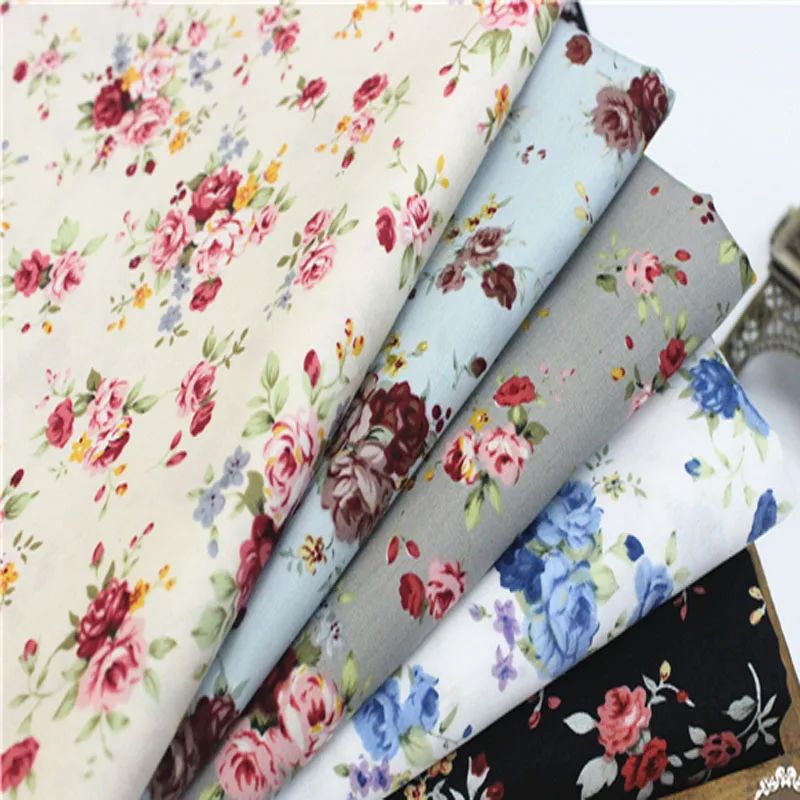 100x145cm Graceful Blooming Spring Flowers Printed Cotton Poplin Fabric