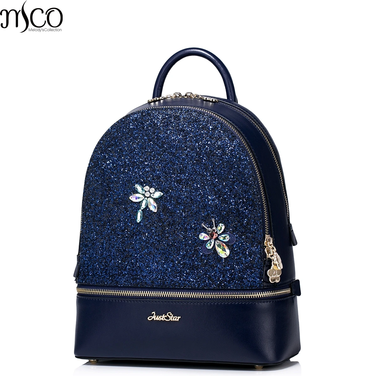 

2017 Summer Cute Rhinestones Dragonfly Sequined EmboriederySchool Backpacks For Teenage Girls Shine Blue Women's Travel Backpack