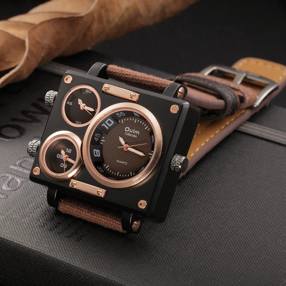 Oulm Watch Luxury Brand Man Fabric Srap Quartz-Watch Clock M