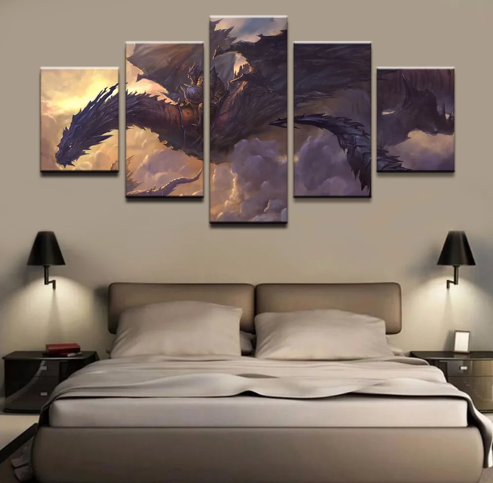 DragonKnight DOTA 2 Game Home HD Print Picture Painting 5 Pieces Painting Wall Art Canvas Wall Art