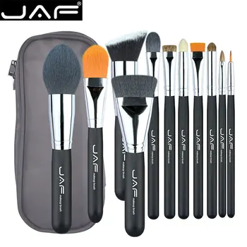 

JAF Unique 11pcs Makeup Brushes & Tool, Travelling Make Up Brush Set, Polyester Zipper Case Makup Brush Kit J1209MYZ-B