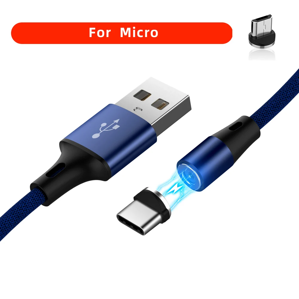 Магнитный USB C Micro USB кабель для Redmi K20 Быстрая зарядка usb type C кабель магнитное зарядное устройство Micro USB кабель для huawei samsung - Цвет: Blue For Micro