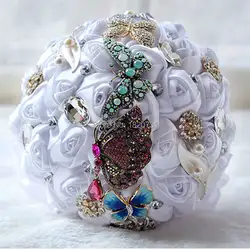 2019 Свадебный букет де mariage жемчуг с бабочкой невесты Искусственные Свадебные букеты Цветы бисер Кристалл