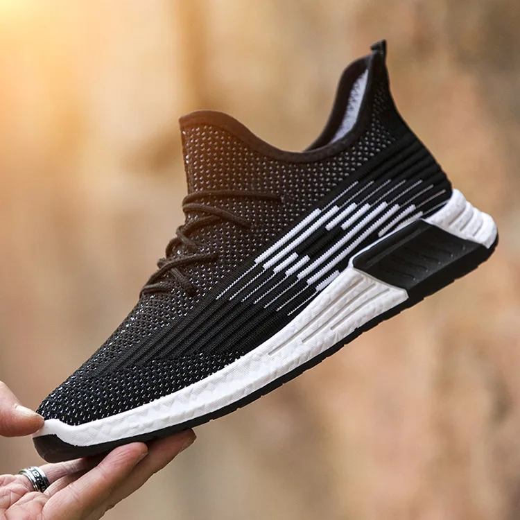 Men Shoes Men's Casual Lightweight Comfortable Breathable low-help Flyknit sneakers black red Footwear zapatos de hombre