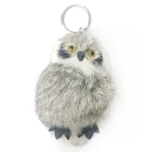 SHOWTRUE 2017 Bunny Rabbit Fur Owl Keychain For Women key chain pompom For Car bag Gift key ring About 12.5cm
