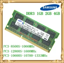 Samsung Laptop memory DDR3 4GB 2GB 1GB 1066 1333 1600 MHz PC3 10600 8500 12800 notebook