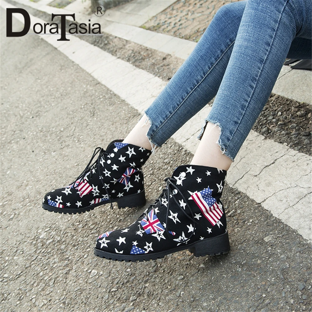 

DORATASIA 2019 Hot Sale Dropship Plus Size 33-46 Winter Boots Women Shoes Woman Lace Up Chunky Heels Casual Shoes Woman Boots