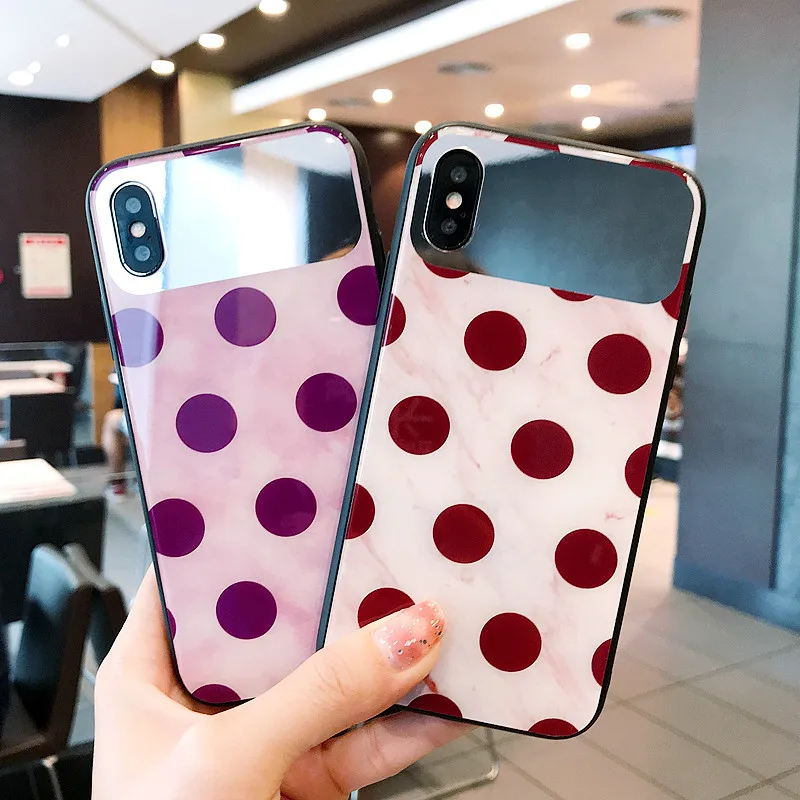 PEIPENG For iPhone 7 7Plus 6 6S 6Plus 8 8Plus X XR XS Max TPU  Luxury fashion retro Wave point mirror Anti-fall Phone case02