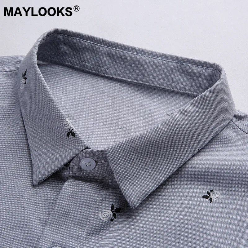 Maylooks Мужская Осенняя Новинка, мужская рубашка с длинными рукавами, Повседневная рубашка с отворотом и принтом, тонкая секция WS07
